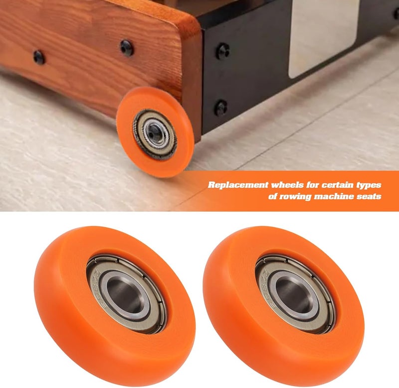 OTOTEC 2PCS Rowing Machine Seat Wheel Outer Diameter 36mm Width 10mm Inner Diameter 8mm Nylon Stainless Steel Roller Wheel with Bearing Load Capacity 67kg Orange - Image 3